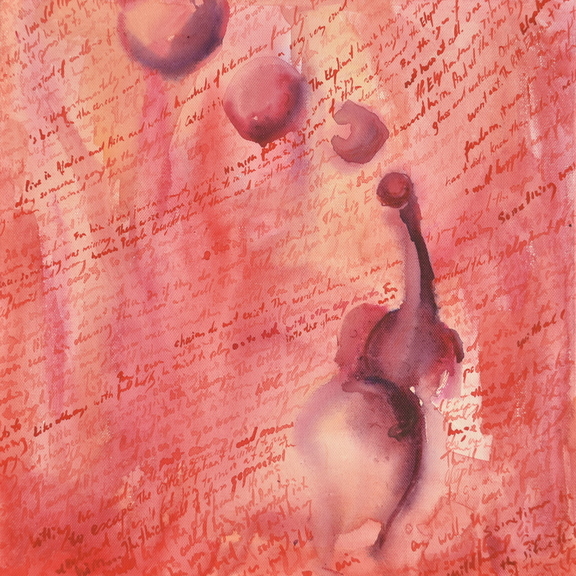 Soft watercolour pink and red artwork of an elephant